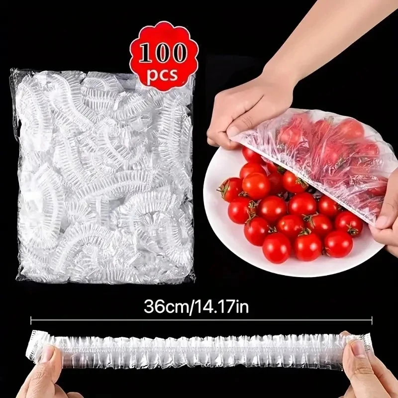 Reusable Disposable Food Cover Plastic Wrap Durable Elastic Food Lids For Bowls Elastic Plate Covers For Kitchen Food Saver Bag