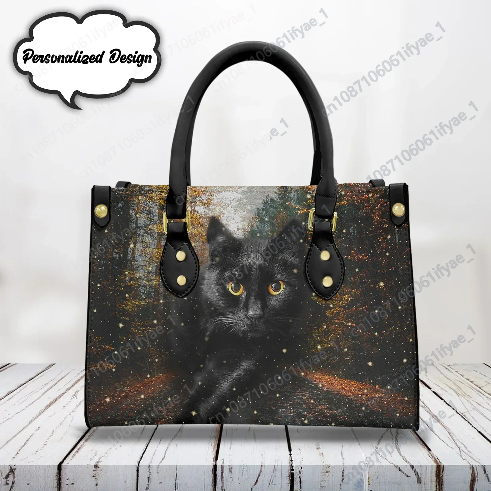 Black Cat Print Crossing Handbag for Women Ladies Kawaii Animal Tote Bag Personalized Image Female Wallet Handbags Bolso Mujer