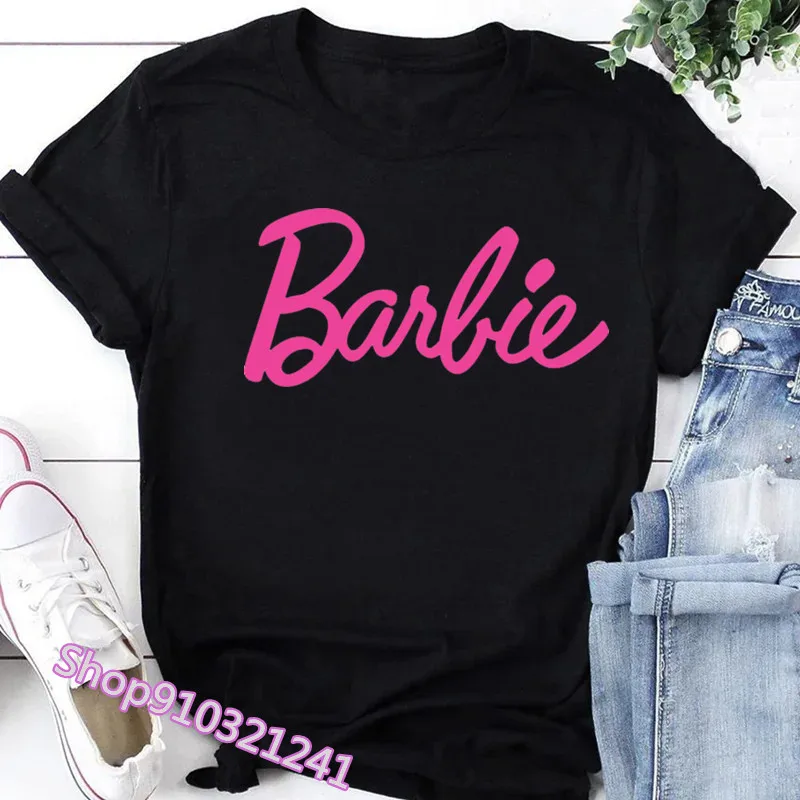 Barbie Party T-Shirt Summer Women Graphic Letter Tee Shirt Fashion Harajuku Hip Hop Casual Unisex Manga Short Sleeve Tops