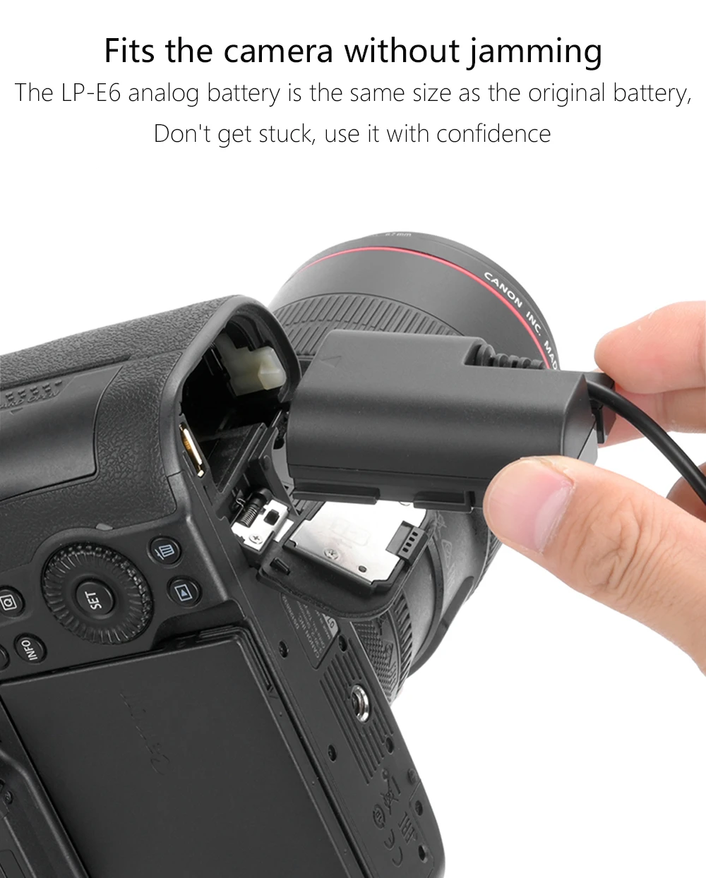 Batería ficticia de DR-E6, LP-E6, DR-E18, LP-E17, NP-FZ100, CP-W126S, NP-W126, EP-5A, acoplador de CC completamente decodificado