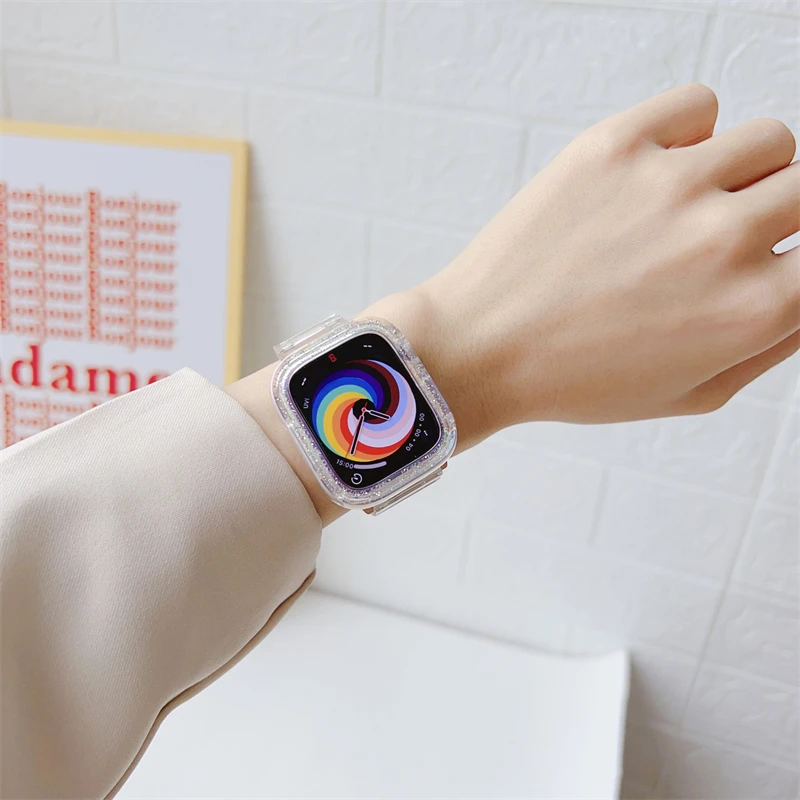 Glitter Case For Apple Watch 49mm 45mm 41mm 44mm 40mm 42mm 38mm Bling Screen Protector Cover iwatch Series Ultra 8 7 3 4 5 6 SE