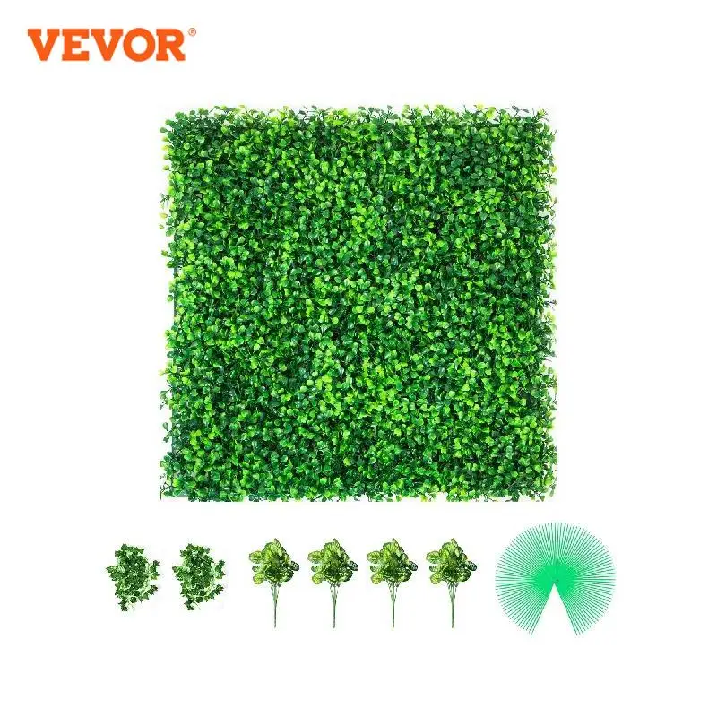 

VEVOR Artificial Boxwood Panels 16 PCS 20\"x20\" Boxwood Hedge Wall Panels PE Artificial Grass Backdrop Wall 1.6\" Hedge Screen