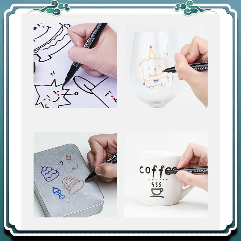 

Простые в использовании 12-цветные маркеры для белой доски Маркер для сухого стирания с колпачком-ластиком, маркеры для сухого стирания с тонким наконечником, для детей и офиса Sc