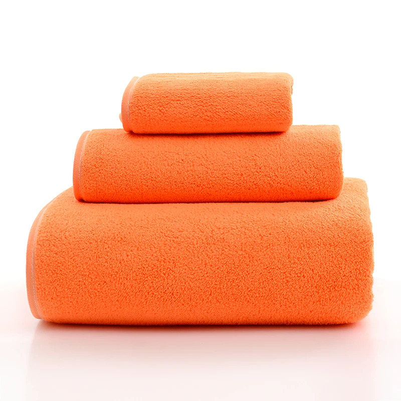 

2025 new solid color coral fleece thickened and enlarged square towel towel bath towel set three-piece