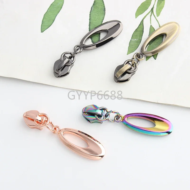 10/50/100PCS Water Droplet Shape 45x13MM 5# Nylon Metal Zipper Slider For Cloth Jacket Bags Puller Head Decoration Accessories