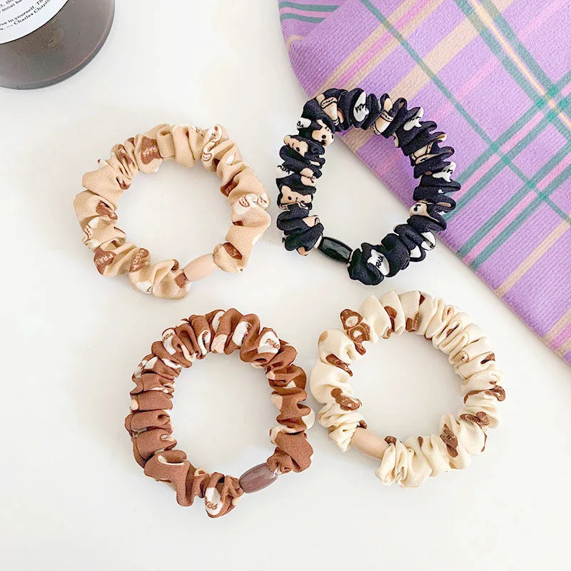 Korean Version Multicolor Girls Teddy Bear Hair Loop Rope Cute Sweet Simple comfortable Versatile High Elastic Hair Accessory