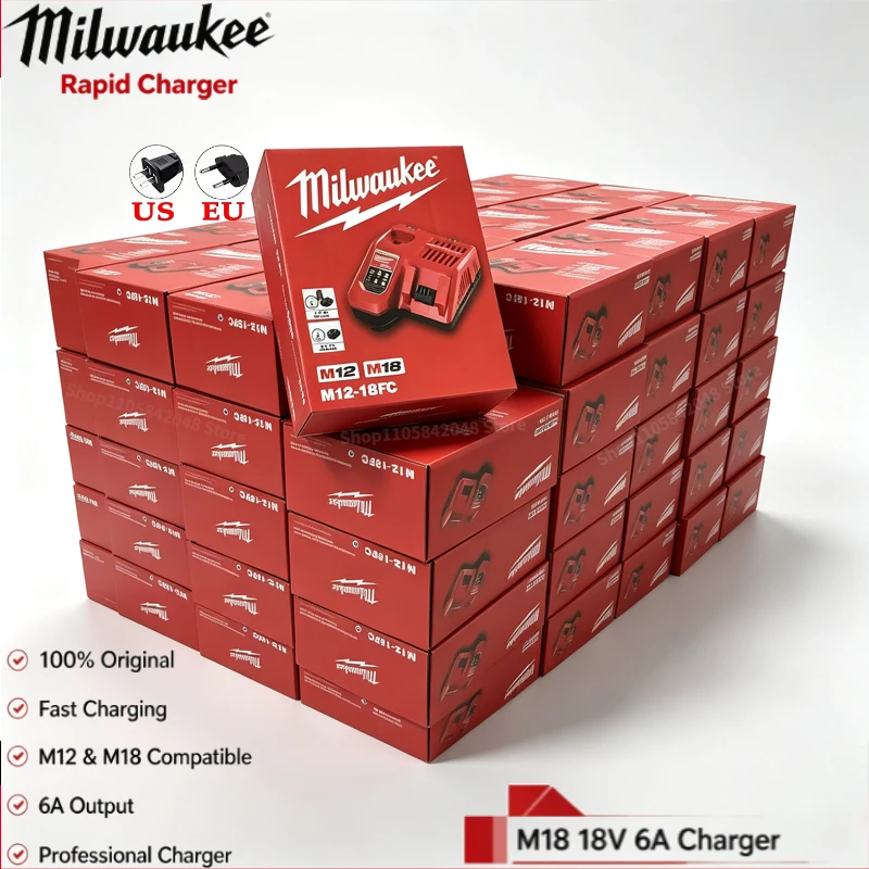 Milwaukee M12-18FC Multi Voltage Charger,Compatible M12 M18 48-11-1880,48-11-2460,48-59-1803 Milwaukee Fast Recharge Battery