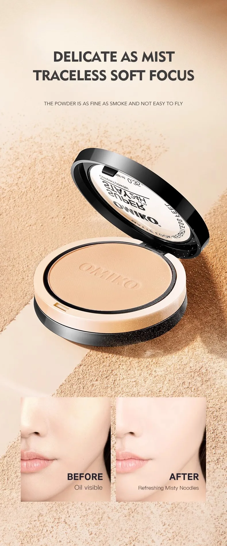 プレストパウダーメイクアップ 防水 長持ち フルカバレッジ フェイスコンパクト セッティングファンデーション オイルコントロール 3色