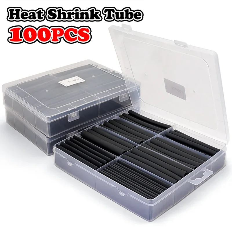 Black Multi Inner Diameter 4:1 Heat Shrink Assortment Flame Retardant For Smart Home Sensor Switch Wiring Cable Joint Wrap