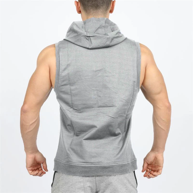 Men Vest Sleeveless Shirts Tank Tops with Hoodie Workout GYM Muscle Shirt Waistcoat Fitness Men Clothing