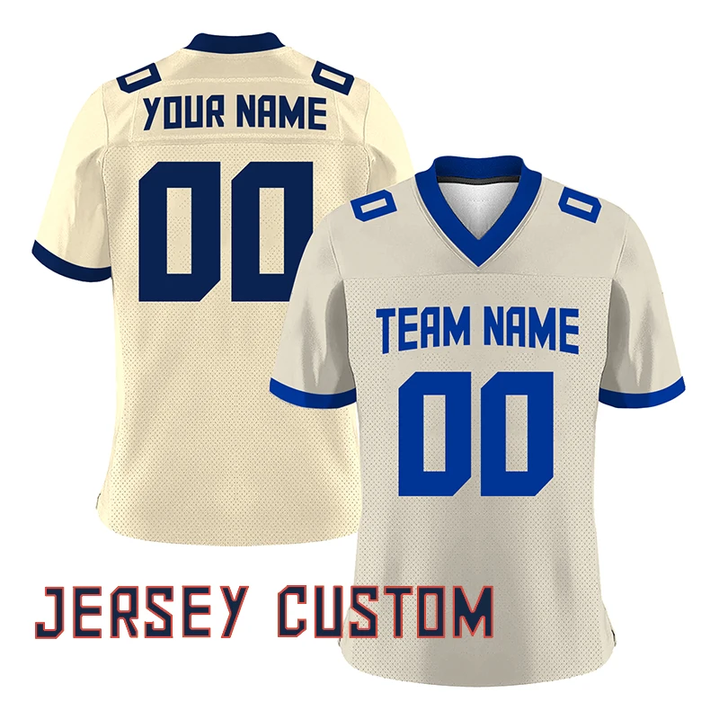 Creamy White American Football Shirts Custom Soccer Jersey 2022 2023 Super Match Rugby Sportwear Sublimation Blanks