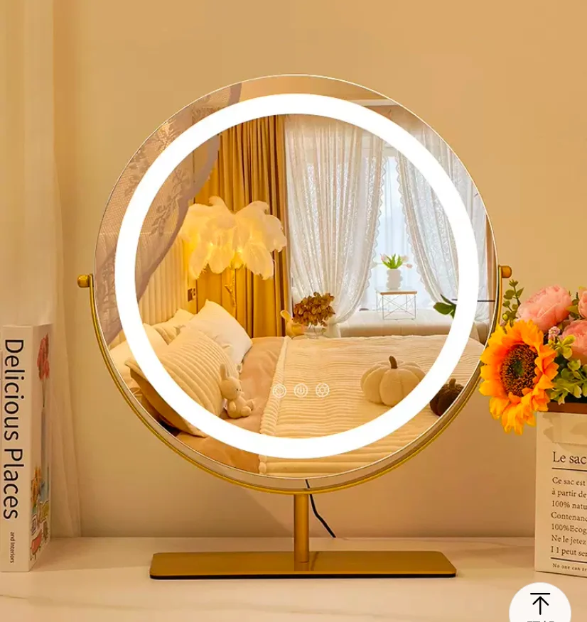 Lighted  Vanity Makeup Mirror with Lights Three Color Lighting Modes 10X Magnification Mirror Smart Touch Control 360° Rotation