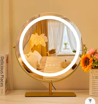 조명이있는 조명이 달린 화장대 메이크업 거울 3 색 조명 모드 10 배 확대 거울 스마트 터치 컨트롤 360 회전 360 회전 360 회전 360 회전 360 회전 360 회전 360 회전 360 회전