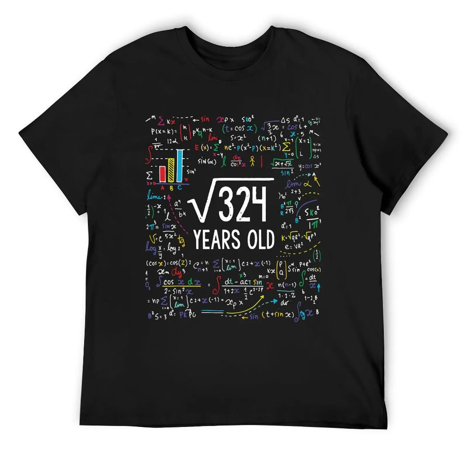 

Square Root Of 324 18th Birthday 18 Year Old Math Bday T-Shirt blue lock T-shirts for men cotton