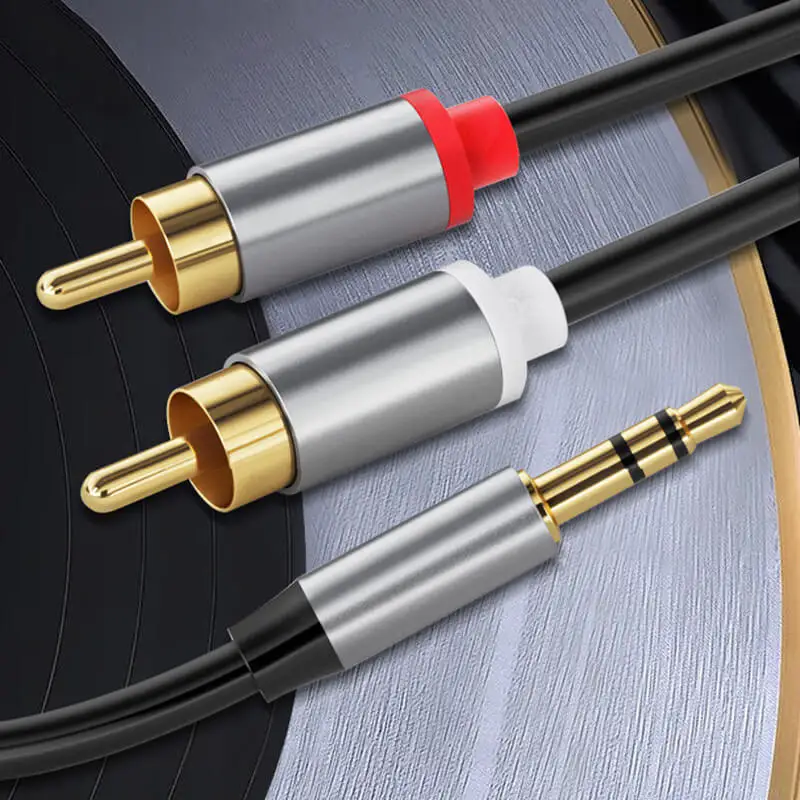 HIFI RCA 3.5mm to Double Lotus Universal Audio Cable One Divides Into Two Connection Sound Cable Computer phone Gold Plated