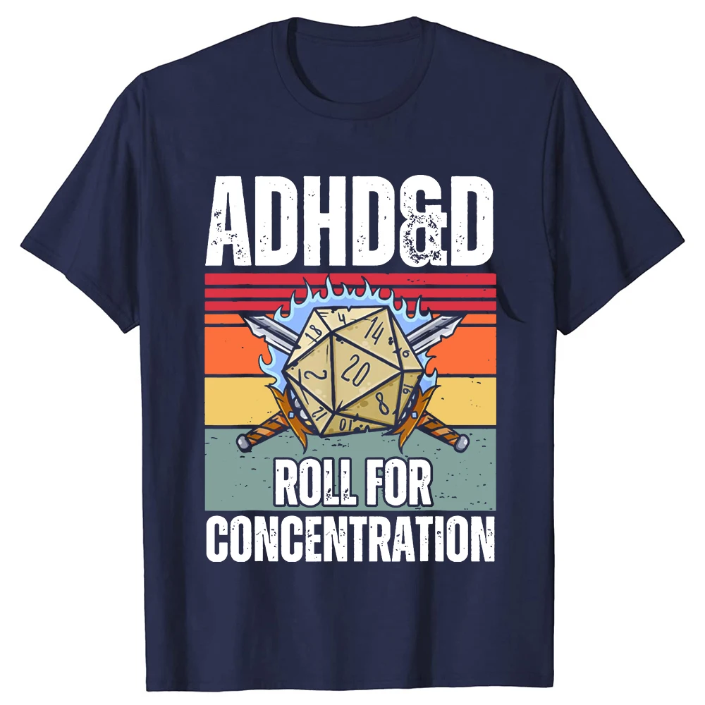 Retro Retro Inattentiveness and Focused Scrolling Fun Player Dungeon DM RPG Dice Dragon Men's Women's T-shirt Summer Street Wear
