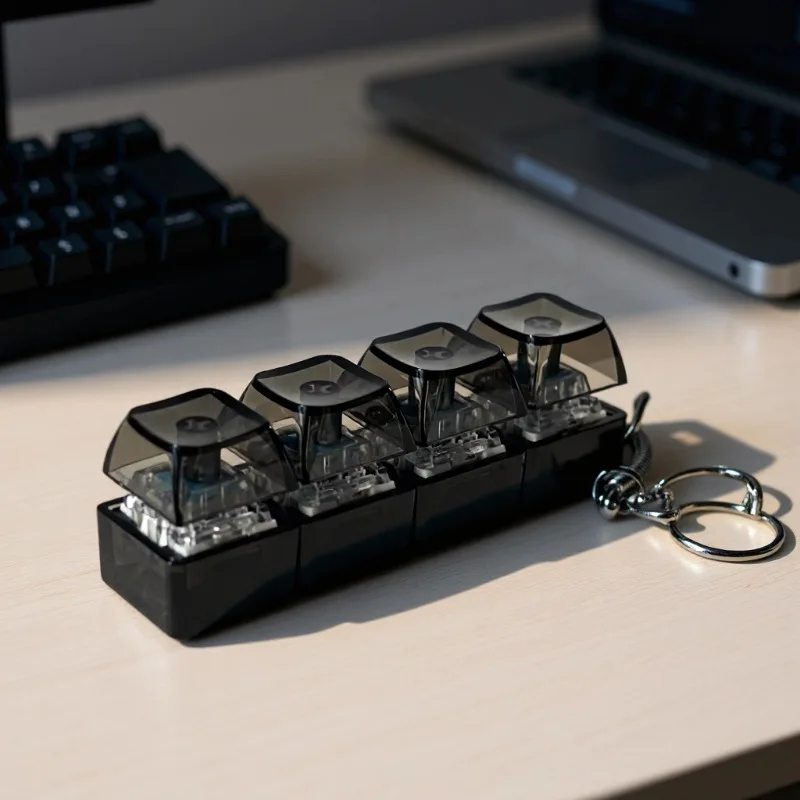 LED-Licht Tastatur-Schlüsselanhänger Fidget-Spielzeug Klickbarer Knopf Stressabbau Tragbares Schreibtisch-Accessoire Bürodekoration Geschenk Angstlinderung – Detail 1