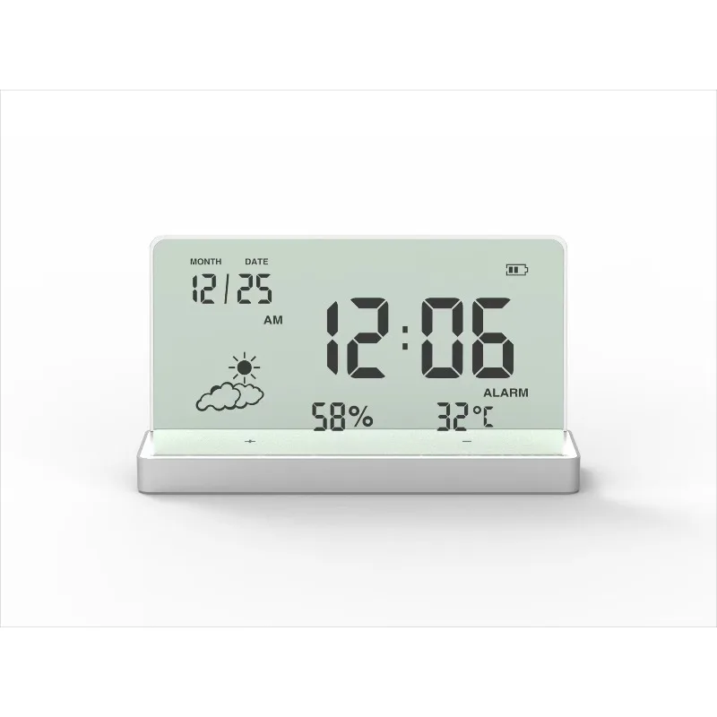 Transparent Multifunctional Digital Alarm Clock Low‑Noise With Humidity Temperature Display Desktop Timepiece