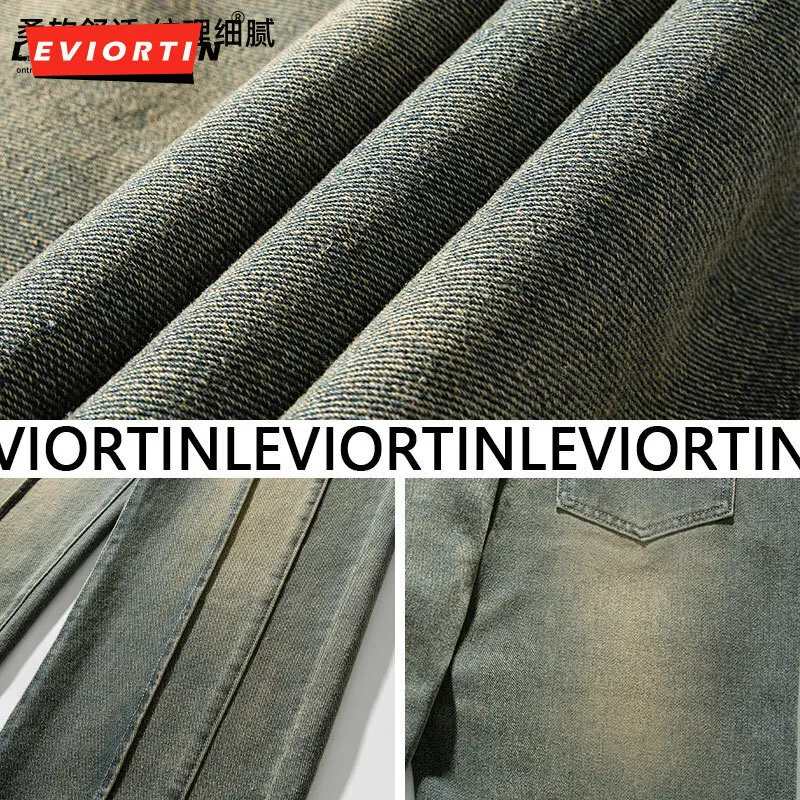 High Street Wash Denim Jeans For Men Autumn Trendy Three-dimensional Stitching Loose Jeans Pants Y2K Streetwear Unisex Clothing