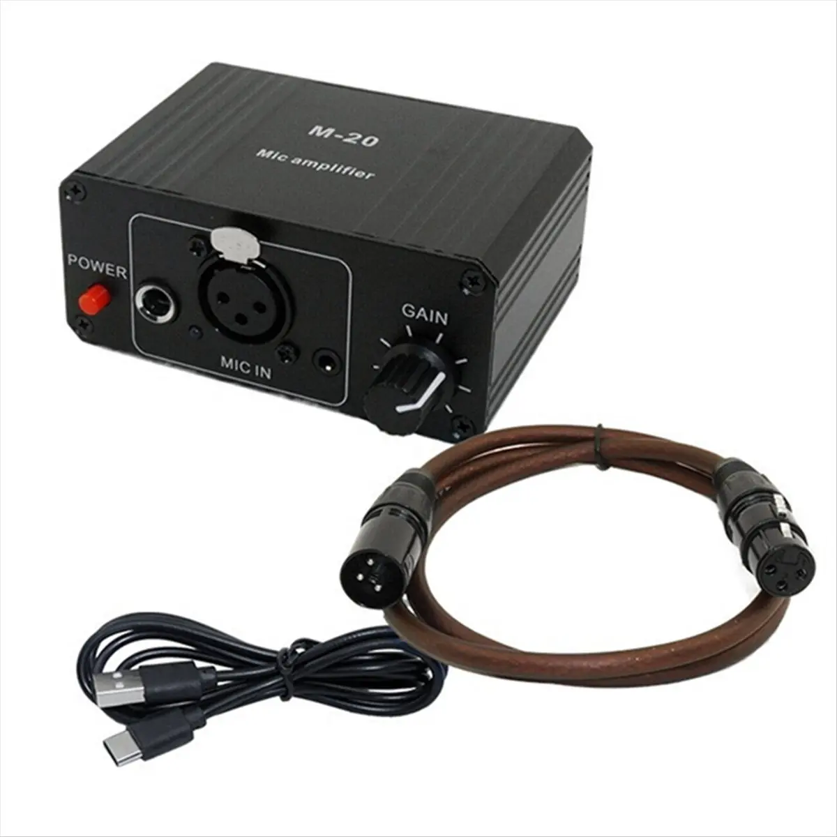 (BOFF) Dynamic Microphone Condenser Mic Amplifier M-20 Audio 48V Phantom Power Charging Black for Live Sound Card Speaker B view 3