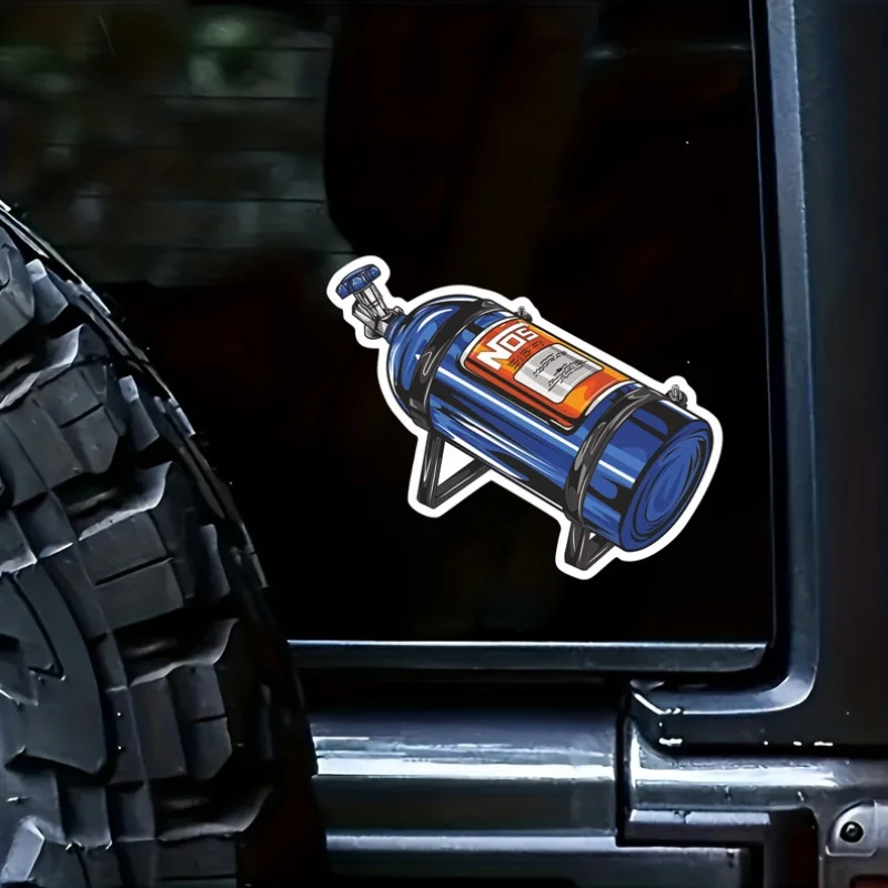 1 Stück Rennsport-Sticker im Nitrous-Oxide-Stil, wasserdichter blauer Vinyl-Aufkleber für Auto, LKW, SUV, Helm