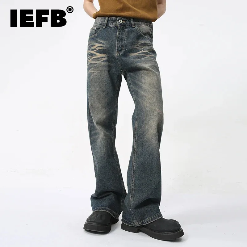 

IEFB American Style Men's Wear Jeans Summer New Stylish Denim Micro Flare Pants High Street Deconstructed 2024 Trend 9C5981