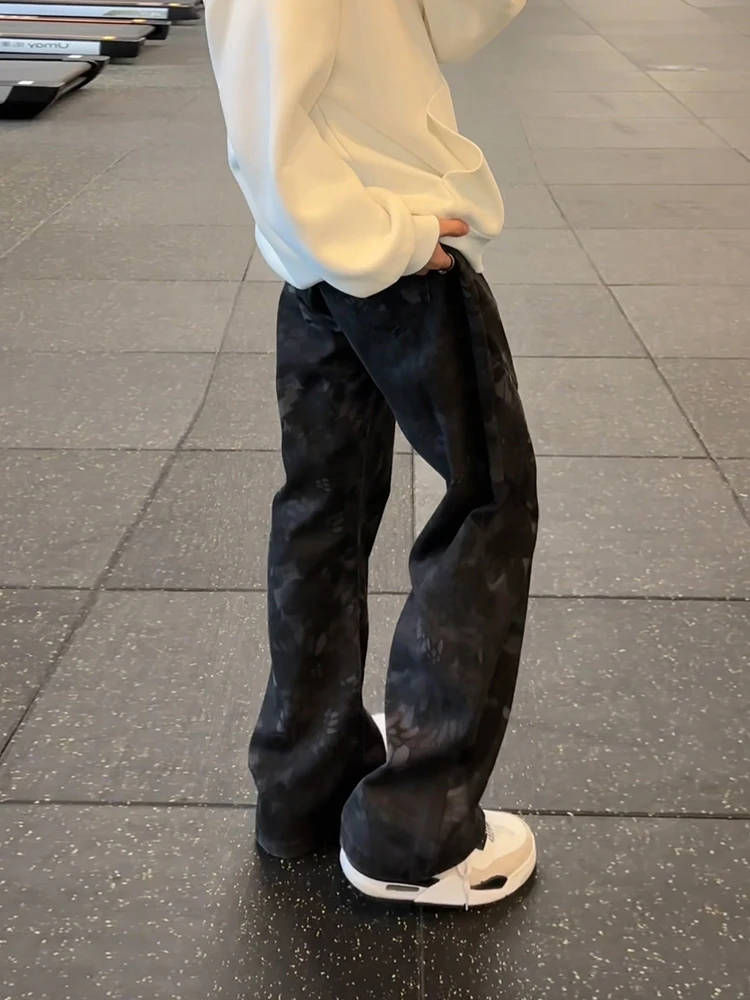 

Ретро джинсы-клеш из камуфляжной ткани с принтом под змеиную кожу, свободные, с высокой талией, прямые, рабочие брюки для мужчин, осень-зима