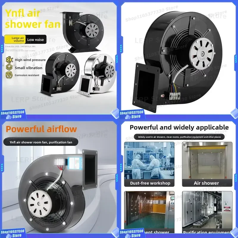 Industrial Centrifugal Fan 380V AC with Ball Bearings for Air Shower Ventilation Drying System Dedicated Cooling Blower Unit