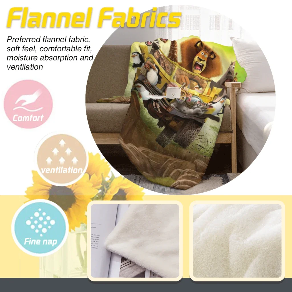 Madagascar Comfortable Flanne Blanket Fluffy Soft Bedroom Decor Sofa Blankets Comforter Home and Decoration
