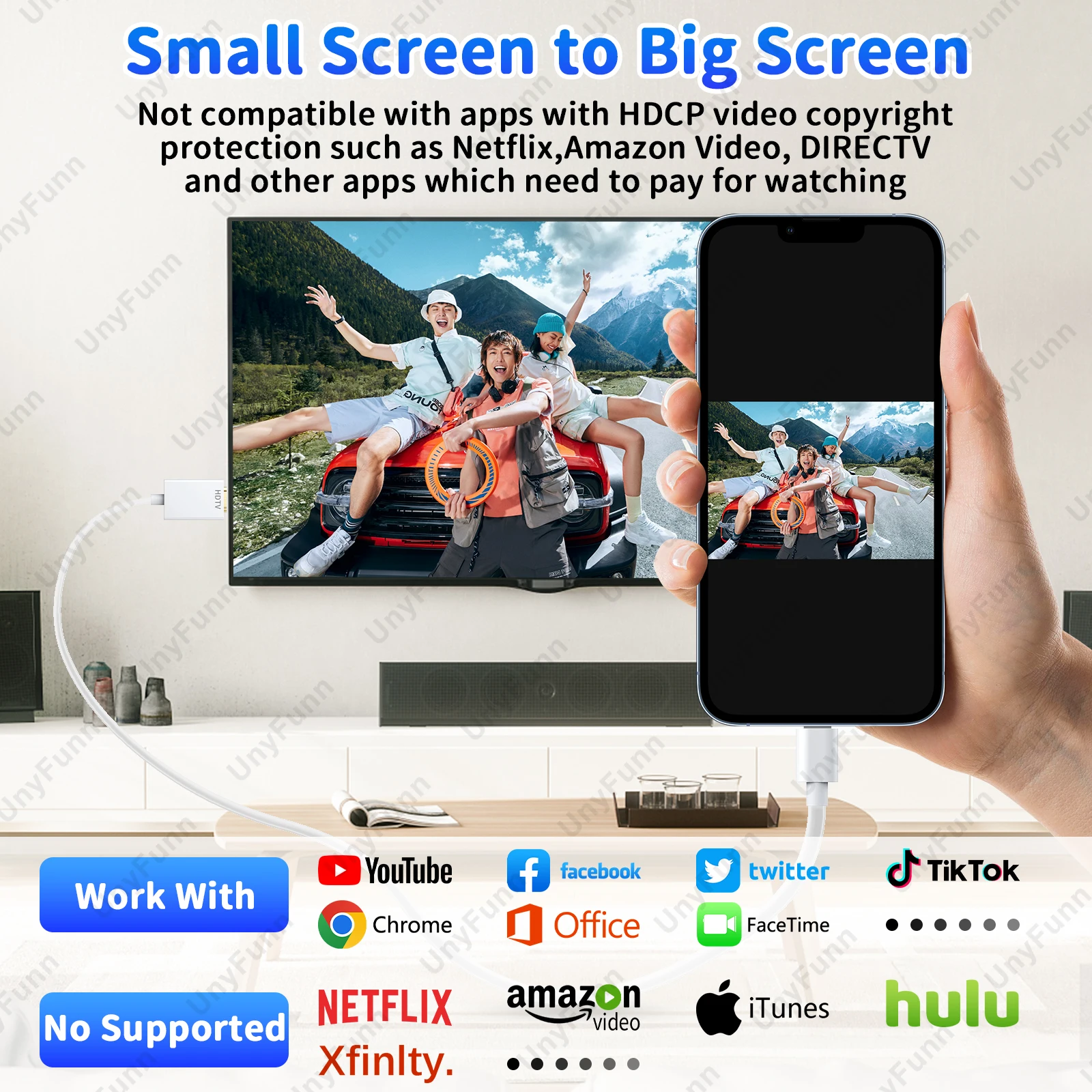 Lighting to HDTV Adapter Converter for iPhone to HDTV Monitor Projector Display Sync Screen Video Sound iPhone to HDTV Cable