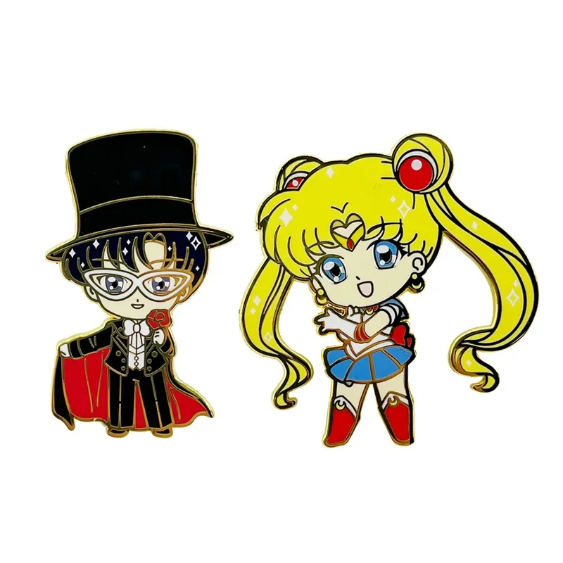 

Pretty Guardian Sailor Moon Brooches Cartoon Anime Figures Metal Enamel Brooch Cartoon Pin Backpack Badge Kids Gift