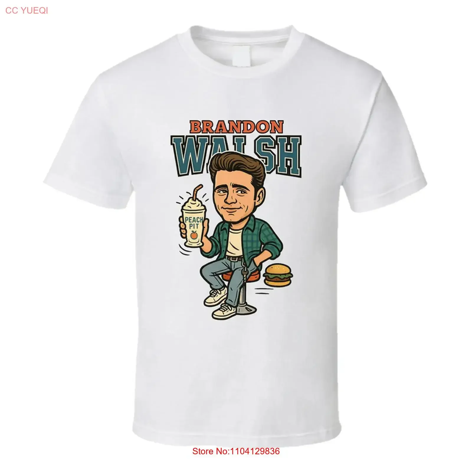 Camiseta Retro de Brandon Walsh de Beverly Hills 90210 con Caricatura, Estilo Vintage Lavado, Unisex, Estampado Gráfico Elástico, Transpirable