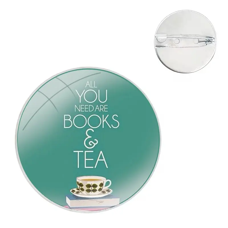 Glass Dome Broches para leitura de livros, pinos para roupas, chapéu, camisa, lapela, bolsa