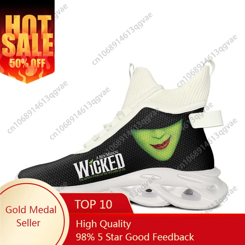 

WICKED He Musical Elphaba Witch High Top Flats Sneakers Mens Womens Sports Running Shoes Lace Up Mesh Footwear Custom Made Shoe