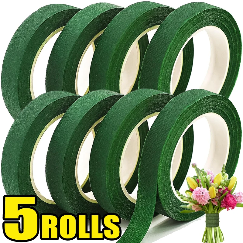 18m/roll Green Bouquet Floral Tapes Self-adhesive Stamen Wrapping Paper Tape DIY Flowers Decor for Florist Wedding Party Props