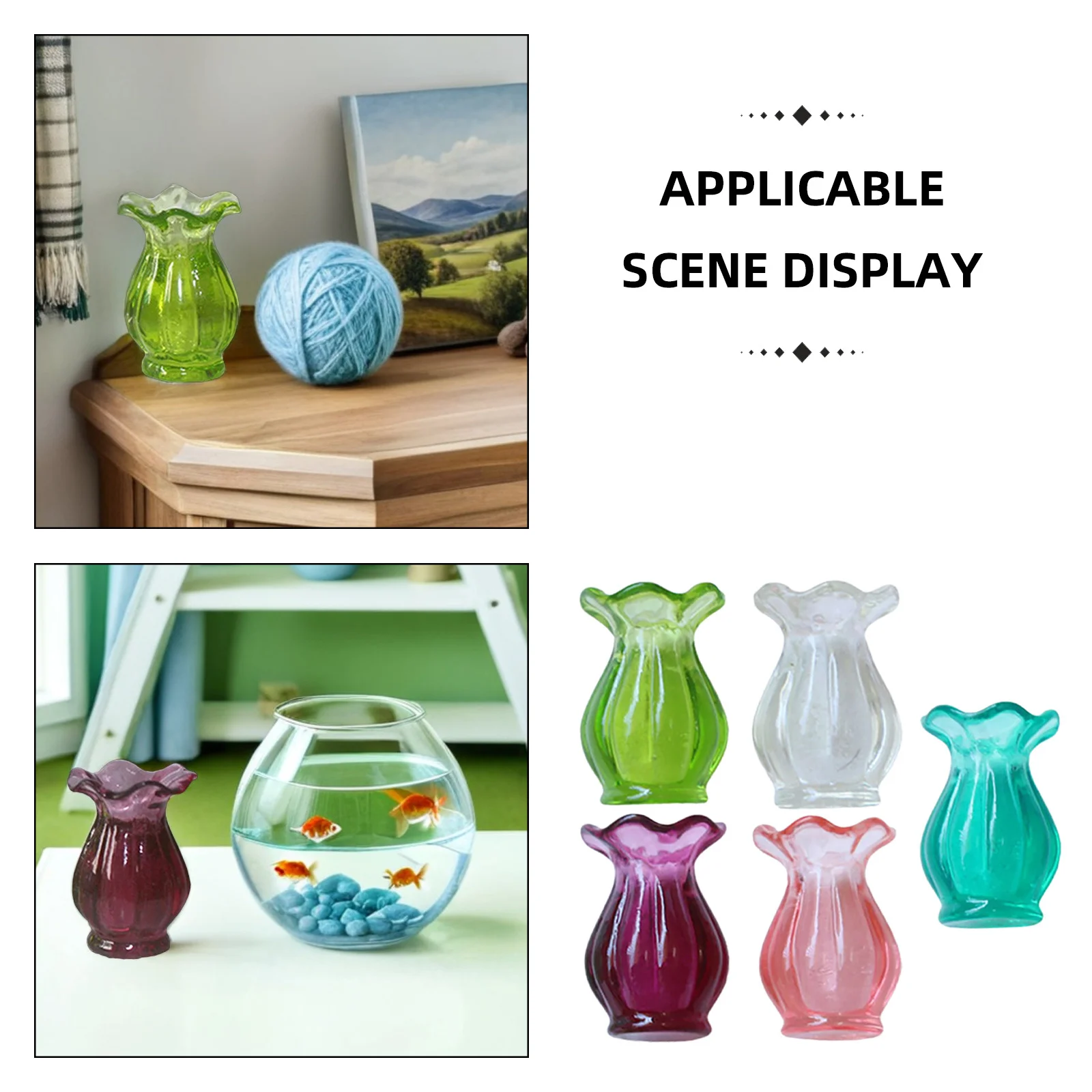 مجموعة مزهرية مصغرة مكونة من 5 قطع من مادة الراتنج المزخرفة المصغرة، آمنة ومتينة، مثالية لسطح الطاولة وديكور المنزل، شخصيات راتينج صغيرة