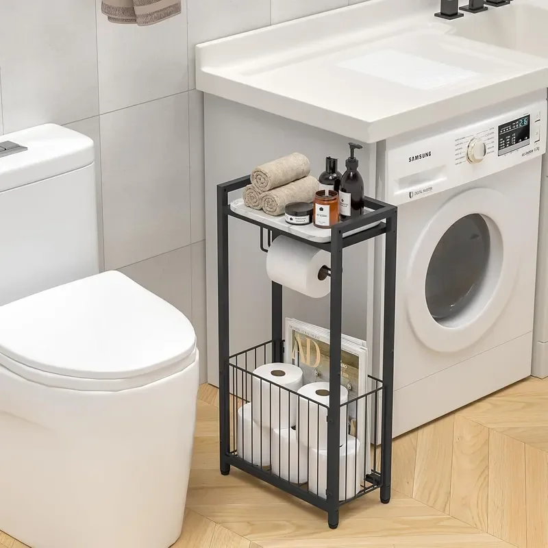 for Household Bathroom Toilet Tissue Holder Independent Toilet Paper Holder with Storage Rack