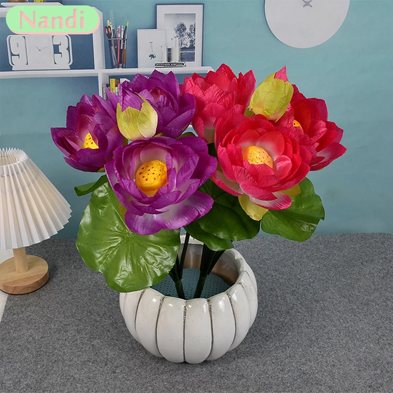 53cm Artificial Simulated Lotus Silk Lotus Green Plant Decoration Home Hotel Garden Table Decoration Artificial Flowers