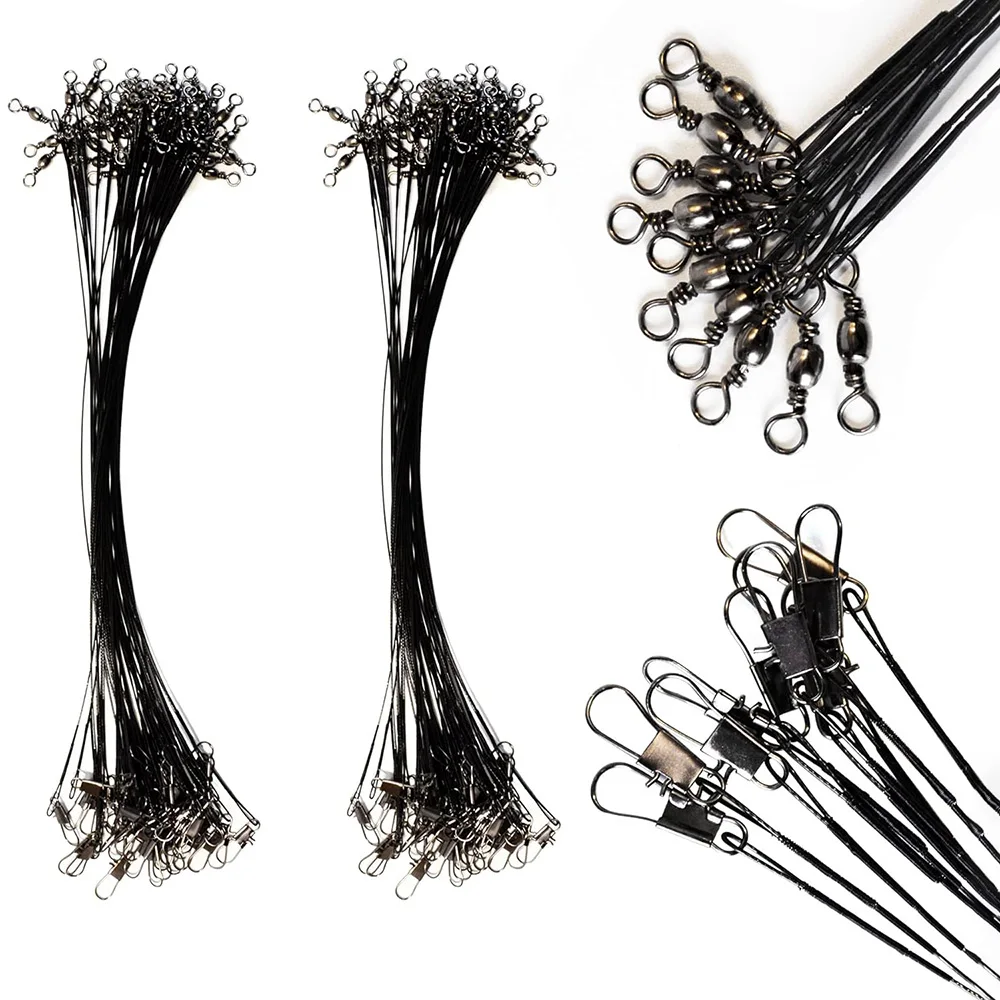 20Pcs Fishing Anti Bite Steel Wire 15-30cm Anti Winding Front Lead Wire Bait Connector Fishing Line Fishing Gear Accessories