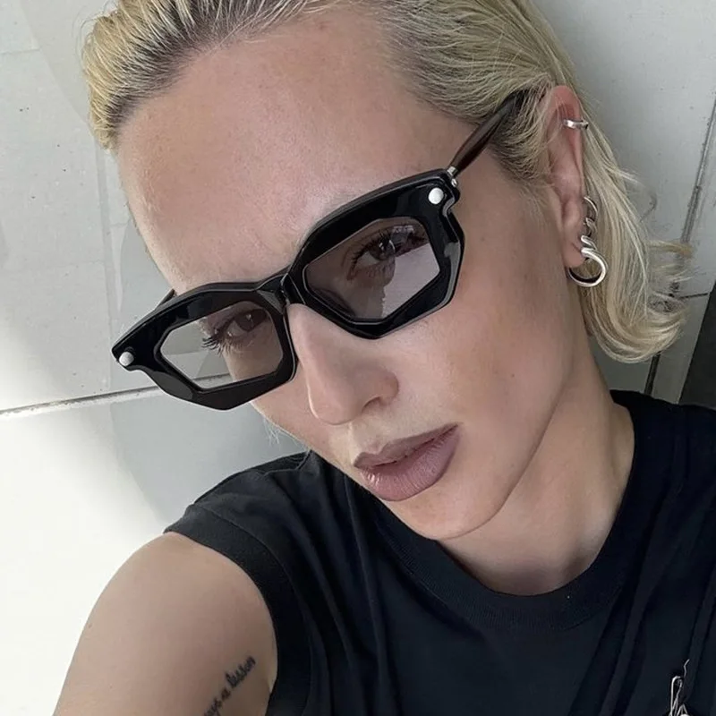 Neue polygonale Damen-Sonnenbrille mit kleinem Rahmen, personalisierte Retro-Sonnenbrille für Herren, modische Kontrastfarben, Autobrille 3954