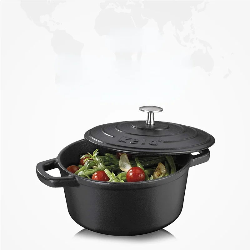 

High Value Cast Iron Non-Stick Soup Pot: Lid Included One Pot for Cooking Stew & Stir Fry Household Kitchenware