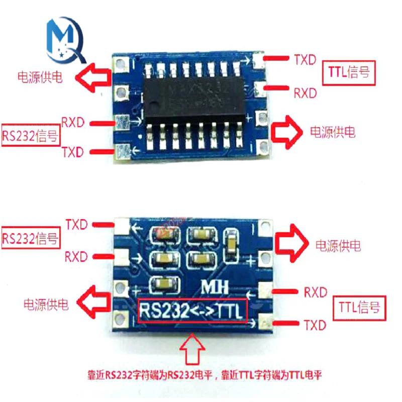 10PCS/Lot Serial Port Mini RS232 to TTL Converter Adapter Module Board MAX3232 115200bps DC 3-5V for Arduino