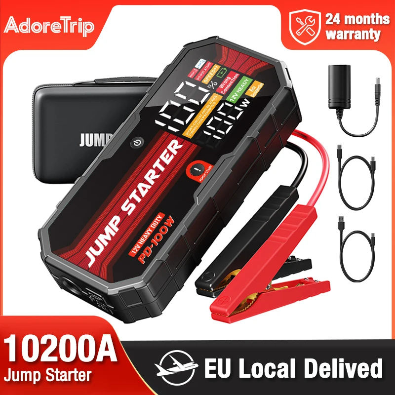 Image of 12V Auto-Starthilfe Powerbank｜Notfall-Batterie-Booster für Benzin- & Dieselautos｜PD 100W Schnellladung｜LCD-Display｜CE RoHS