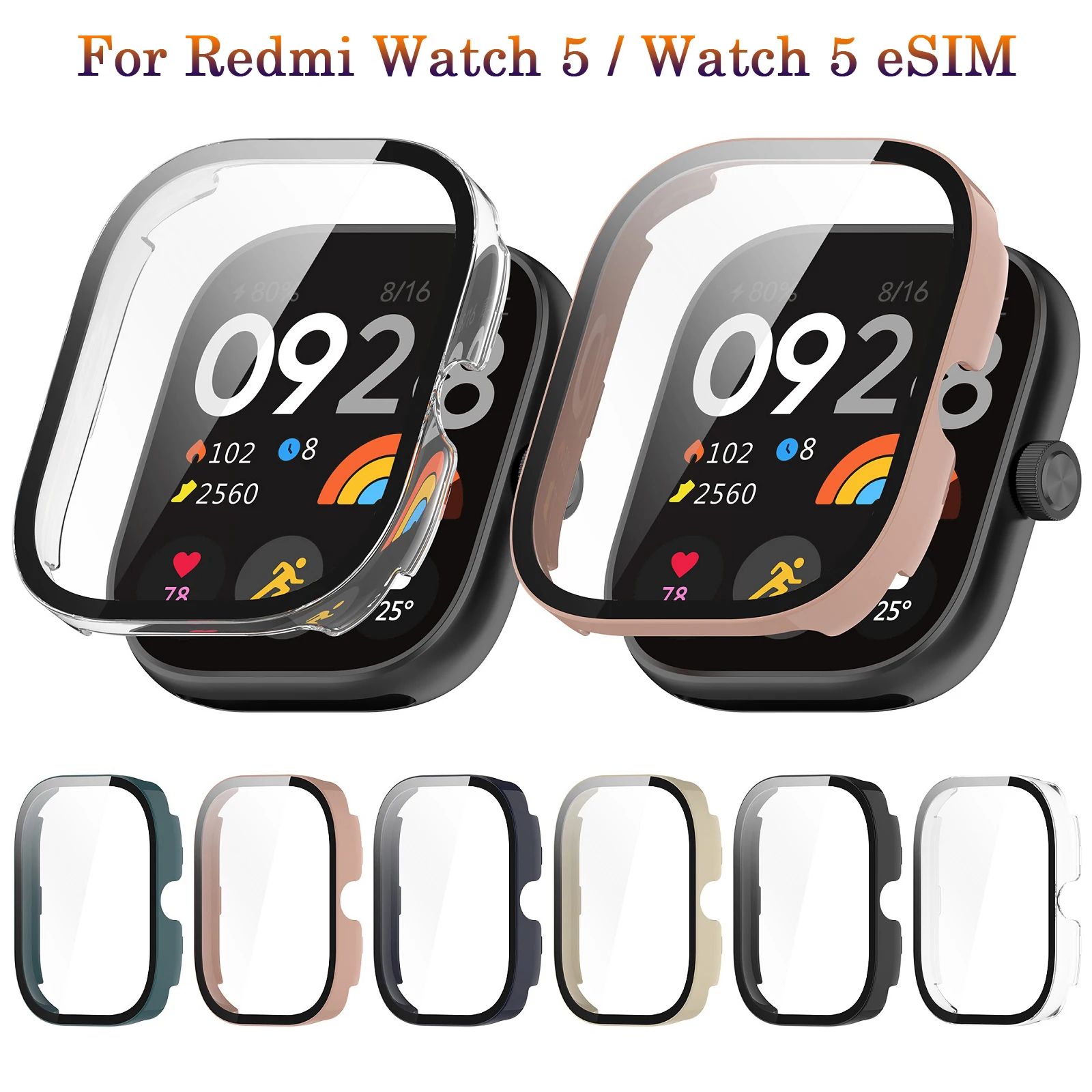 

Glass+Case For Redmi Watch 5 SmartWatch All-Around Screen Protector PC Bumper Tempered Glass For Xiaomi Redmi Watch 5 eSIM New