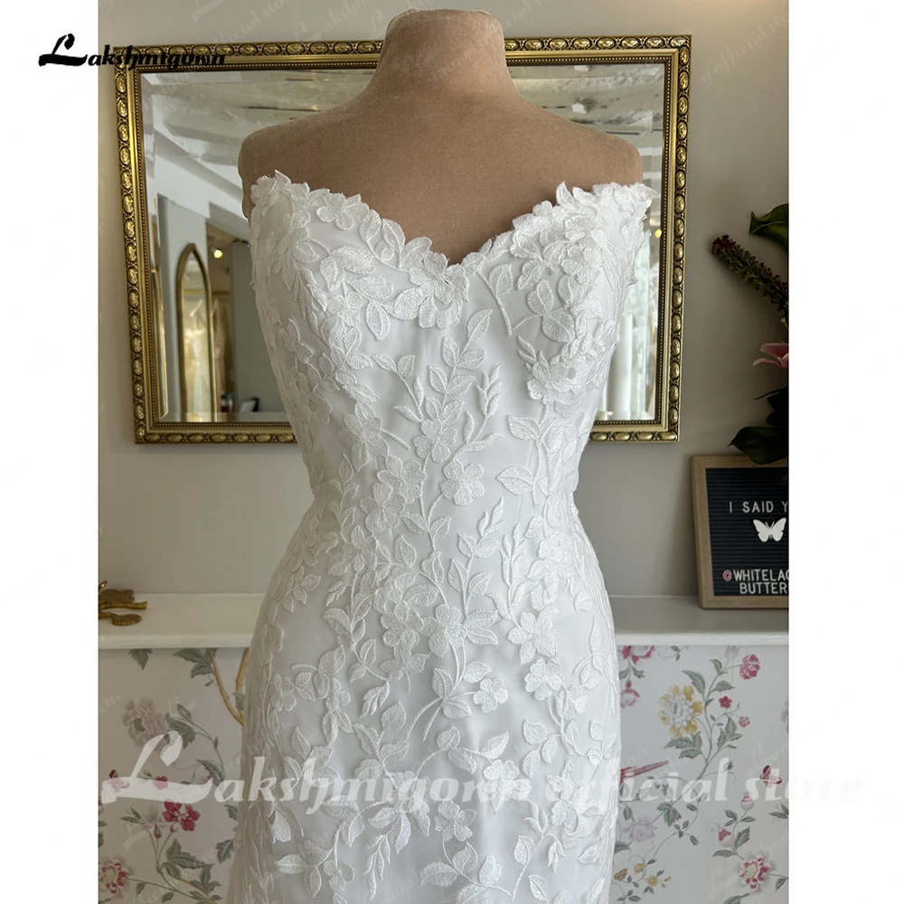 Lakshmigown Attraktive trägerlose Meerjungfrauen-Hochzeitskleider für Frauen, Brautkleider mit Spitzenapplikationen, Vestidos De Novia, maßgeschneidert. – Detail 7