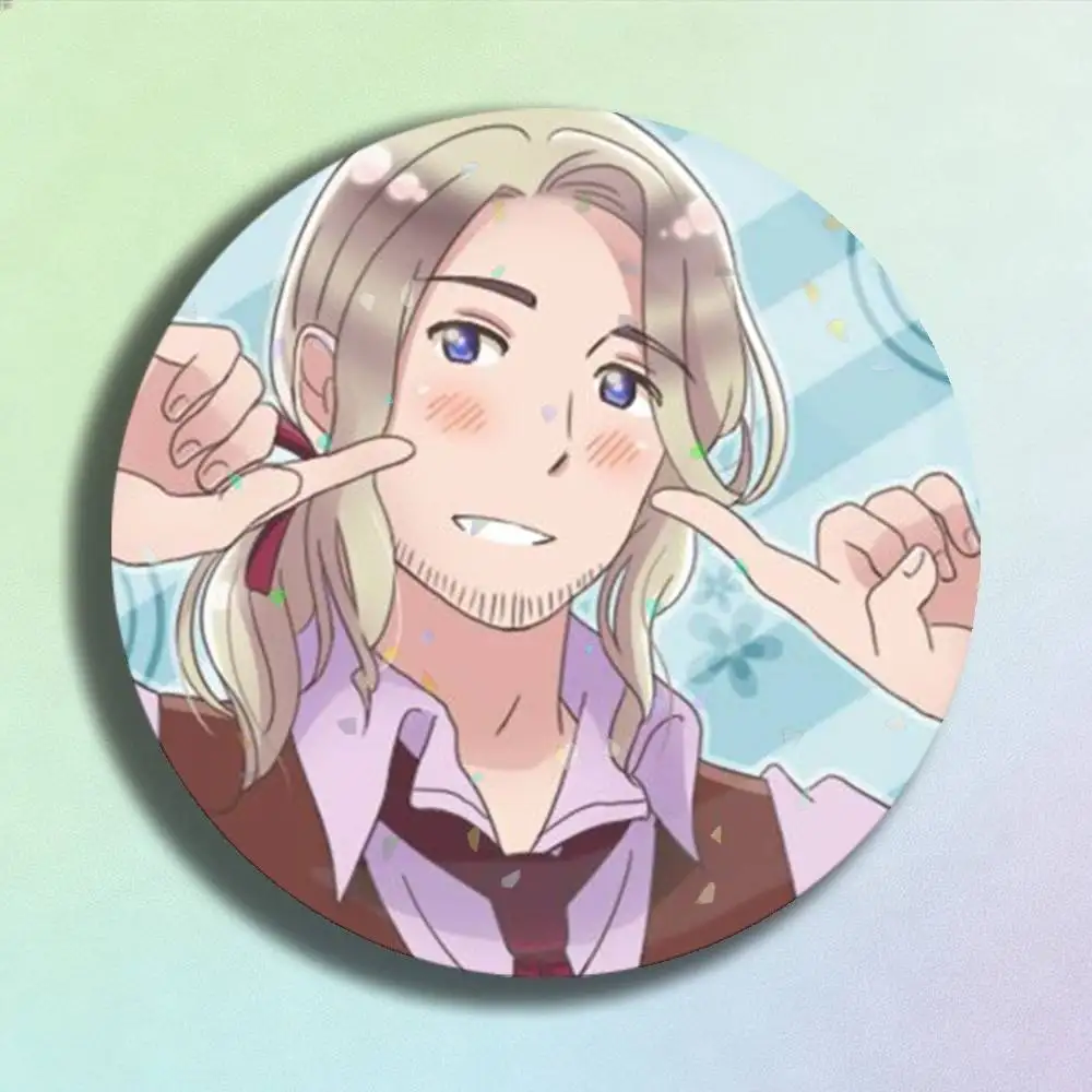 Anime Hetalia World Stars Francis Bonnefoy Laser Badge Creative Pins Brooch for Bag Clothes Hat Decor Gifts Fans Collect