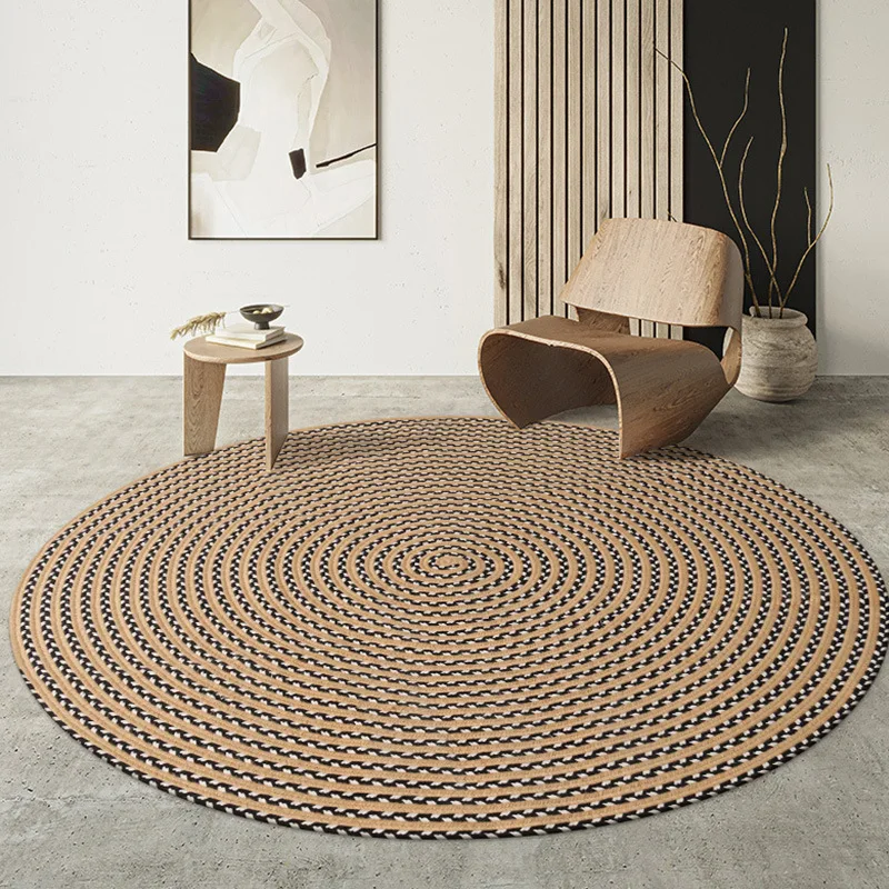 

Handmade cotton linen Round Carpets Rug Modern Minimalist Coffee Table Sofa Cushion Floor Living Rooms Bedrooms Home Decor Pad