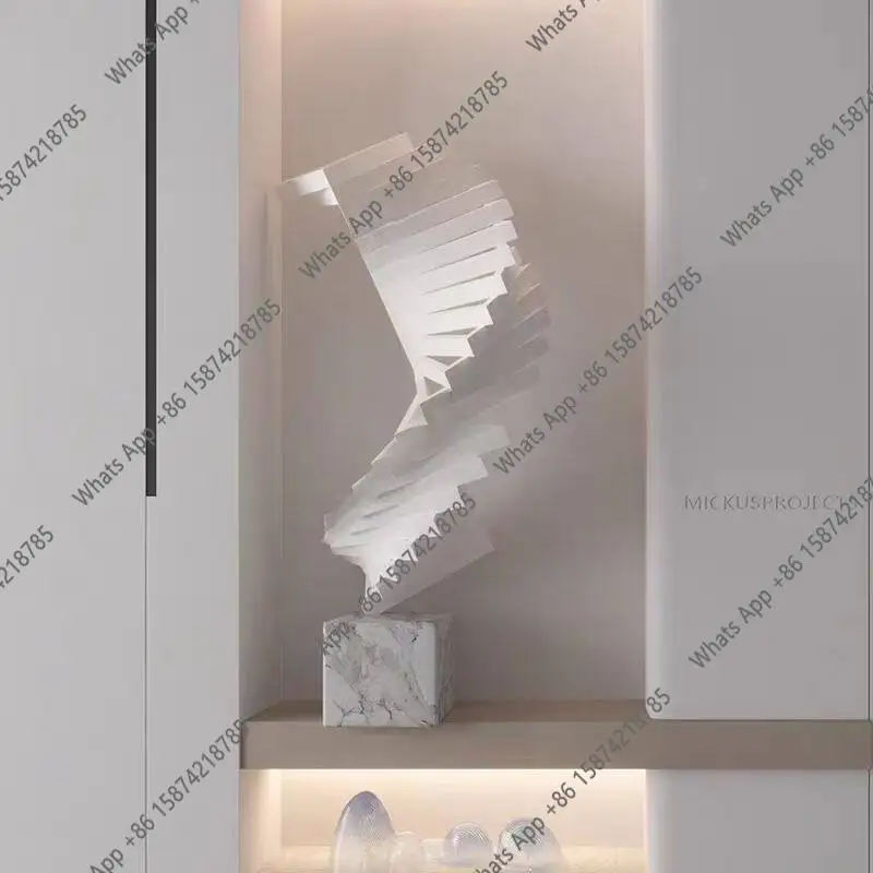 Modern light luxury high-end porch sculpture ornament staircase living room floor decoration TV cabinet