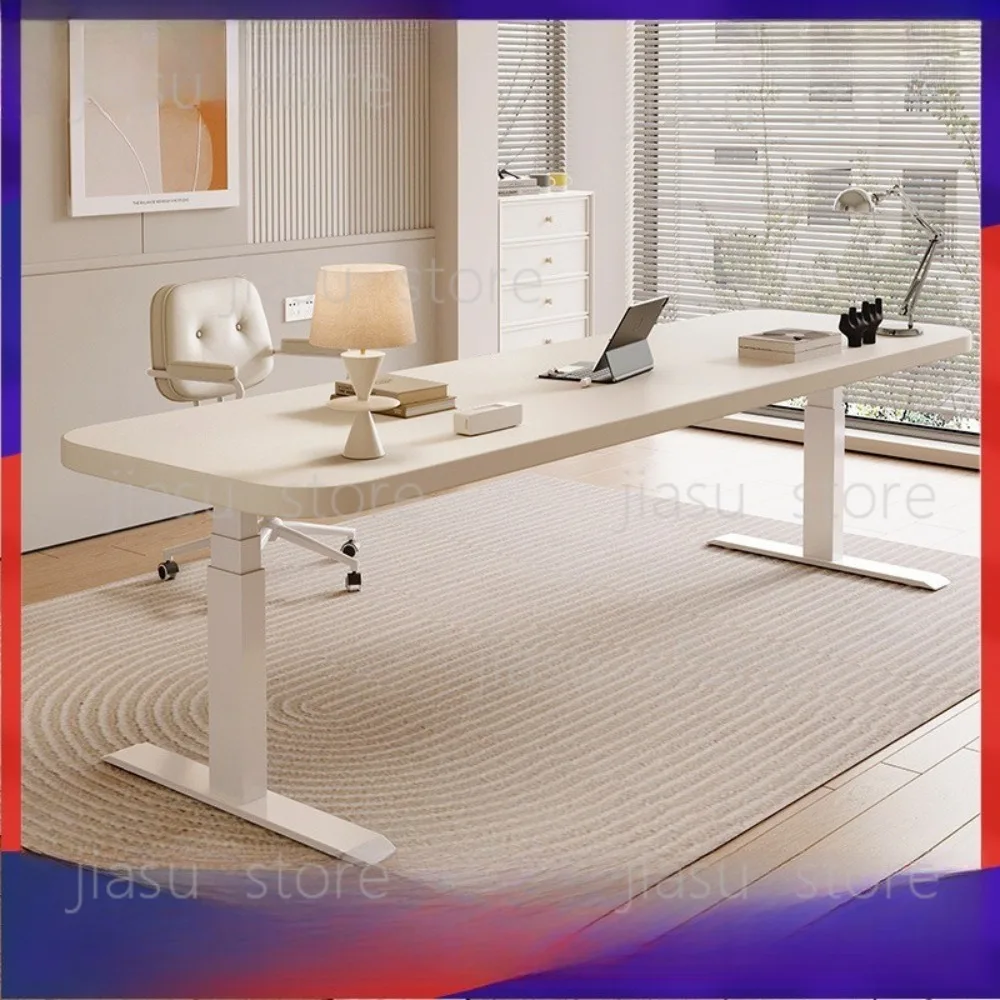 Spot electric lifting table white double desk width 5cm long strip narrow office computer desk can lift the table frame legs