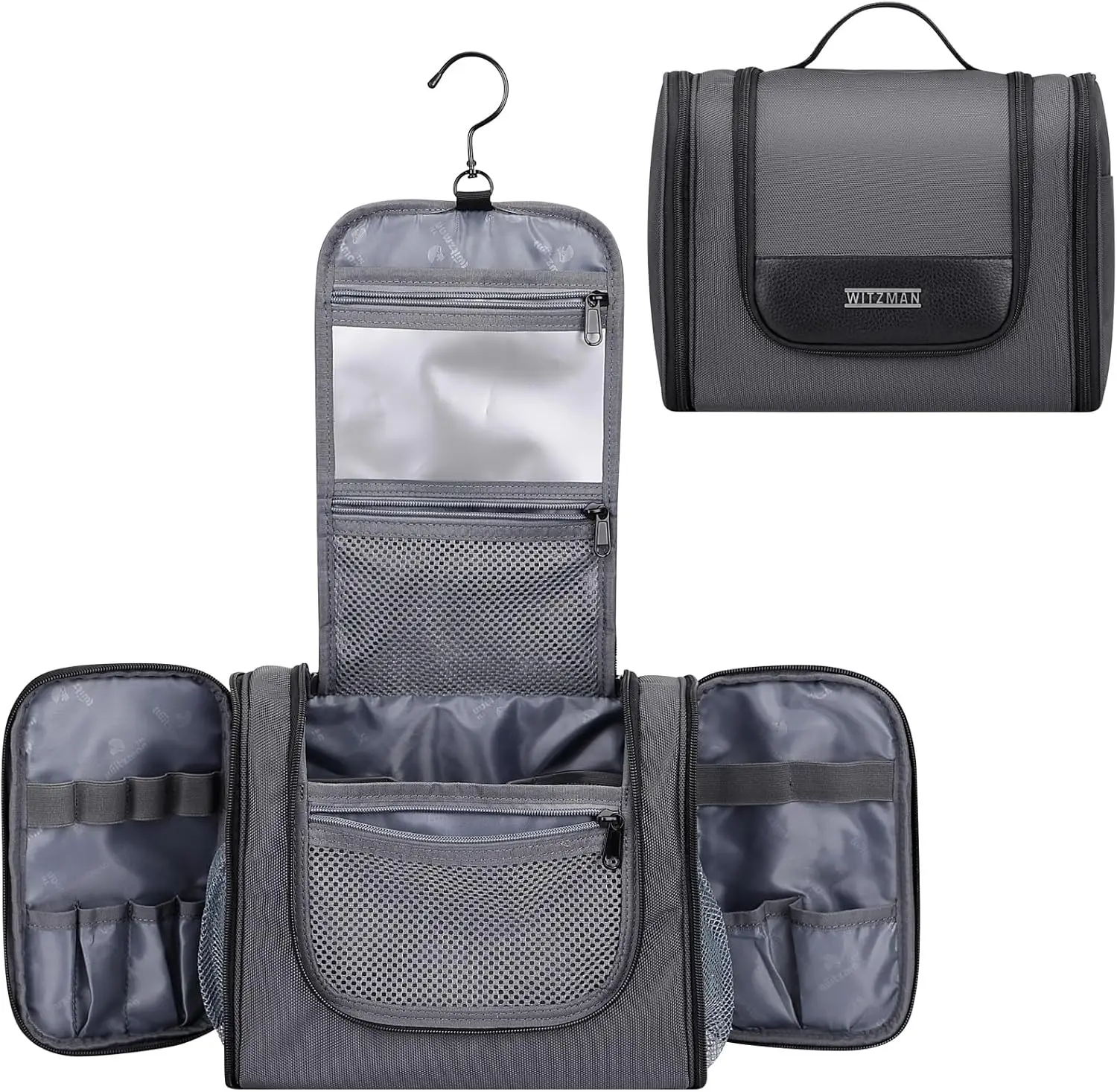 

Большая водонепроницаемая подвесная косметичка для мужчин и женщин, многофункциональный несессер для бритья и туалетных принадлежностей, серебристо-серый